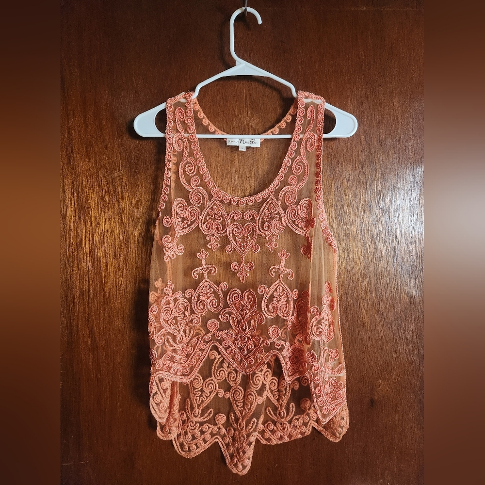 Simply Noelle L/XL Sheer Orange Top